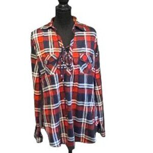 PLAID LACE-UP SHIRT